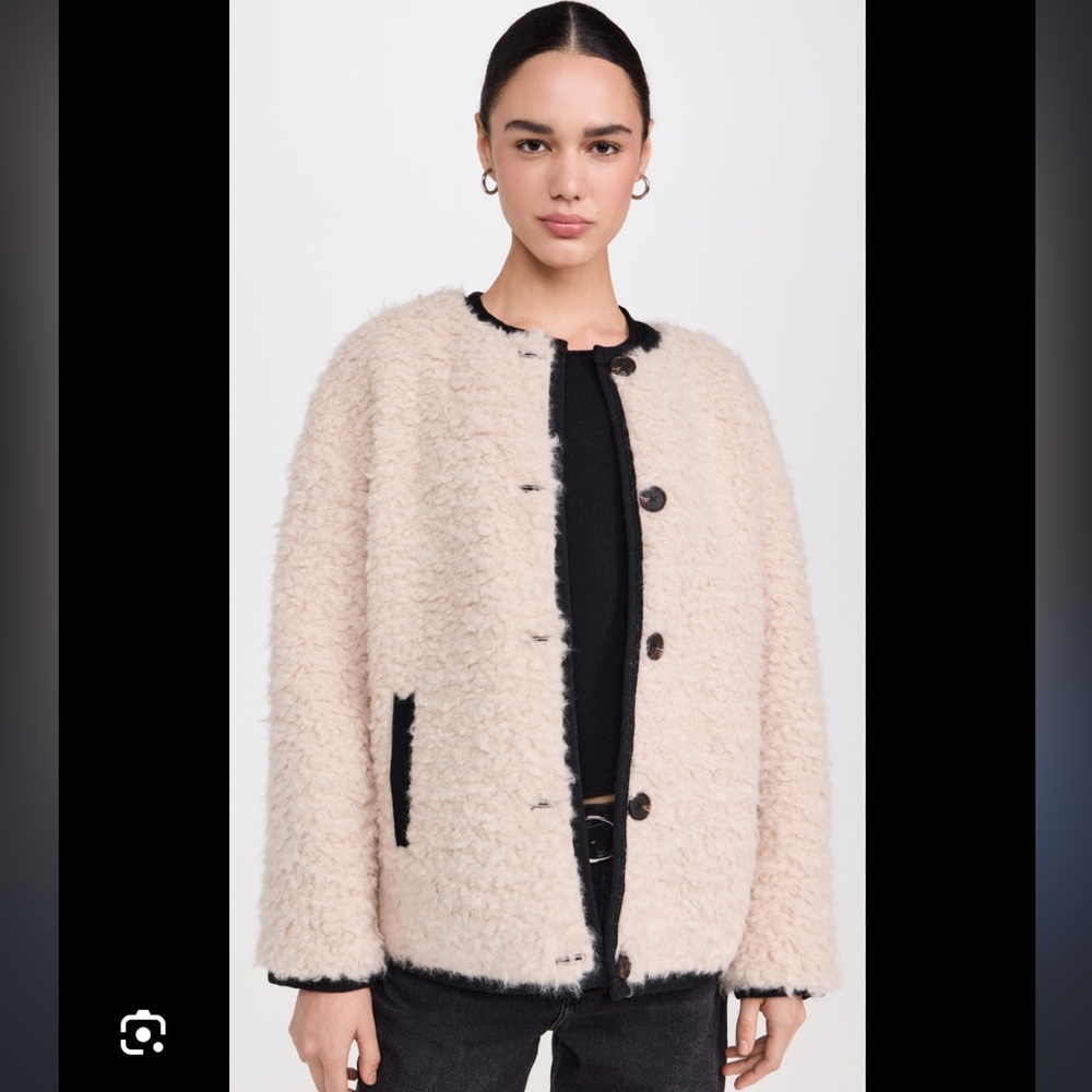 Alex Mill reversible Polar Bear jacket - black nylon / off-white sherpa - sz XL - Picture 3 of 8